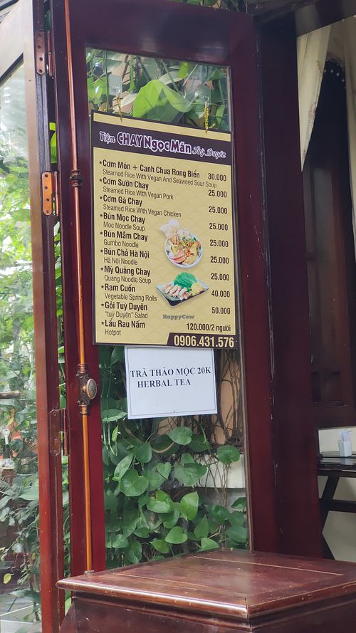 Menu at Chay Ngoc Man - Tuy Duyen in Hoi An