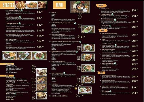 The dishes that can be made vegan or are already vegan have a vegan symbol  at Becha Malaysian Cuisine in Alkimos