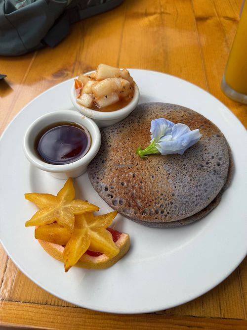 Ube mochi pancakes at Vegetate  in Kapaa