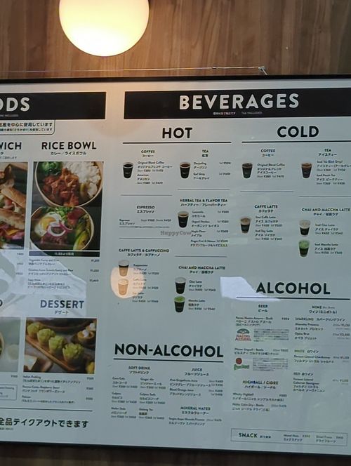 Menu at CAFÉ 33 in Tokyo