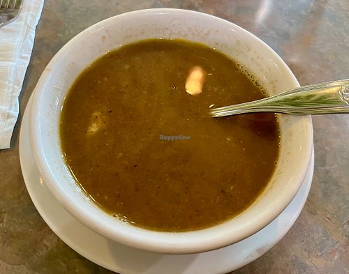 Black bean & veggie soup at Shangri-La Vegan - Linden in Oakland