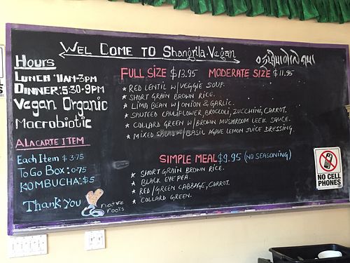 Today’s menu  at Shangri-La Vegan - Linden in Oakland