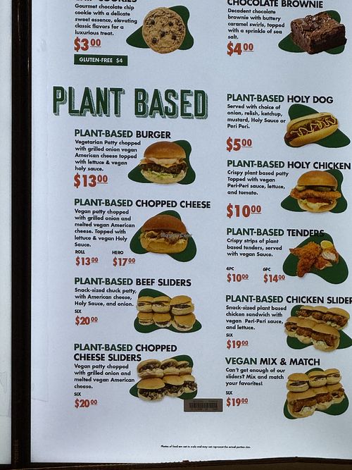 Plant based menu. Vegan options can be added on checkout   at Holy Cow in New York City