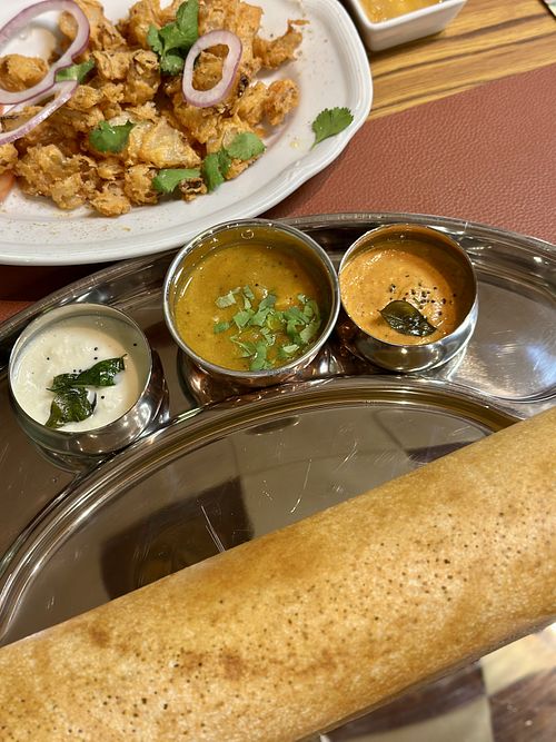 Onion pakora and dosa  at Bay Leaf in Singen