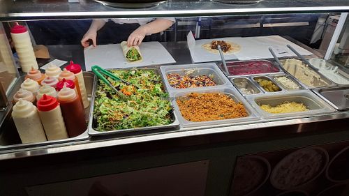 Falafel kebab being assembled  at Kilim in Petone