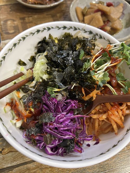 Vegan bibimbap   at Tea Hyanggi in Jeju