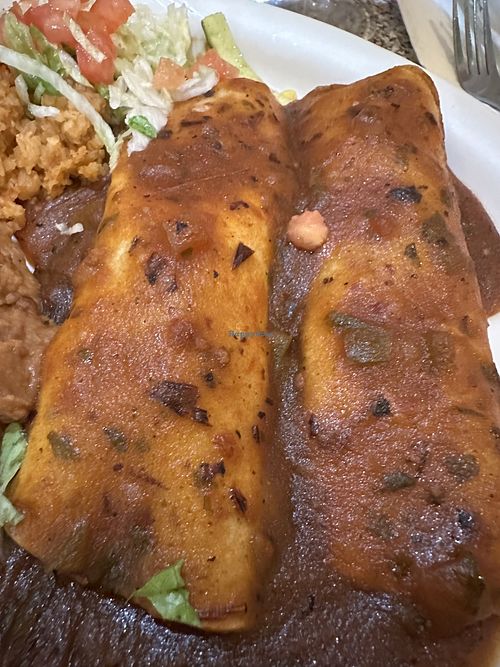 Up close veggie enchiladass  at Chuy's  in Addison