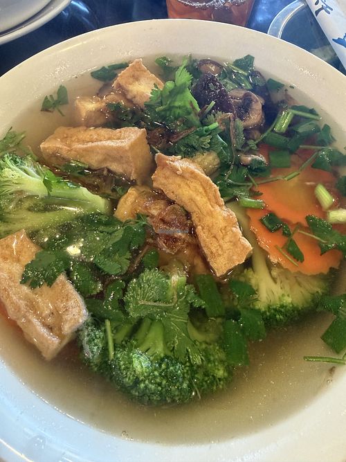 Veggie noodle soup with fried tofu   at Pho Dakao in Smyrna