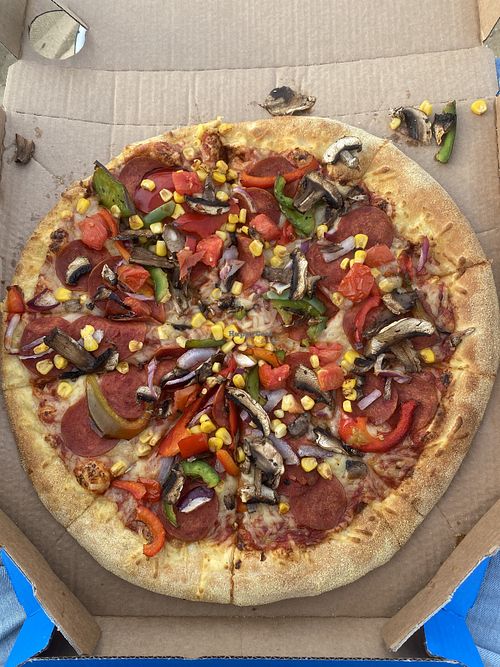 Vegan Vegi Supreme with added Vegan Pepperoni  at Domino's Pizza in Margate