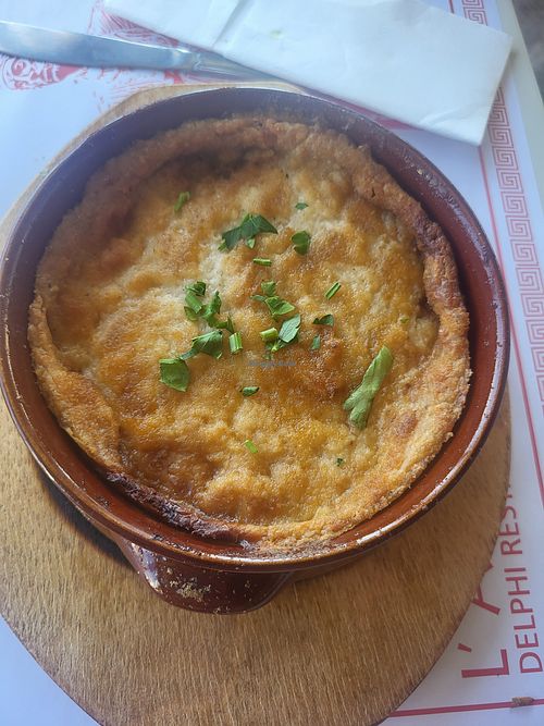 Vegan moussaka at L'Aurige Restaurant in Delphi