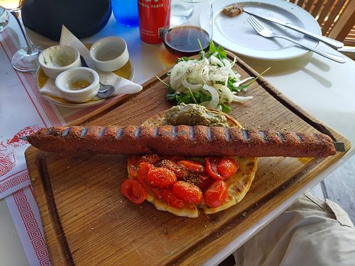 Vegan kebab at L'Aurige Restaurant in Delphi