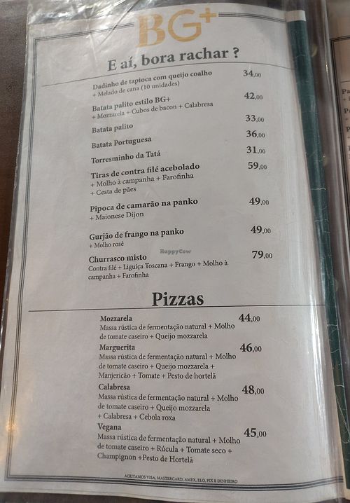 Menu food 1 at BG+ in Rio De Janeiro