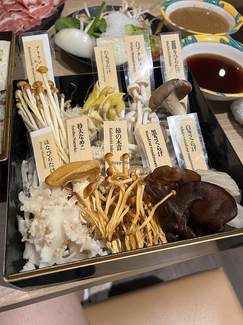 Assortment of mushrooms   at Shabu-Shabu & Lamb Shabu Kinnome – Ginza in Tokyo