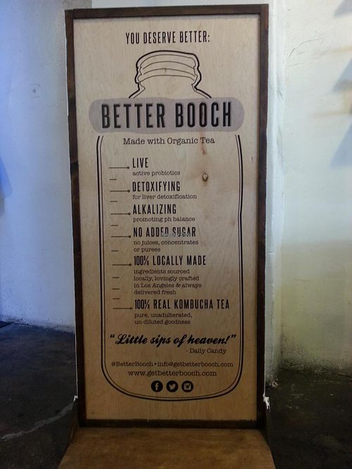 signage at Better Booch Kombucha Bar in Los Angeles