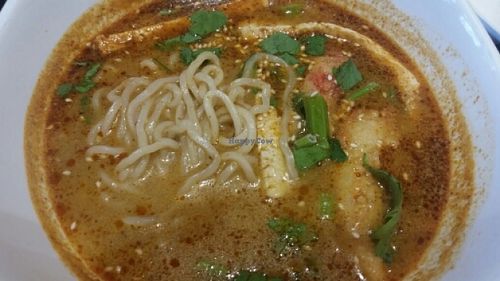 mock seafood ramen. the mock prawn is very soft.   at O'bean Organic Soya Store - Tanjong Pagar in Central Singapore