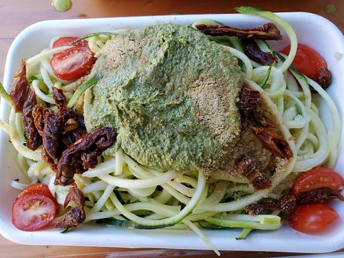 Pesto pasta at NW Raw in Ashland