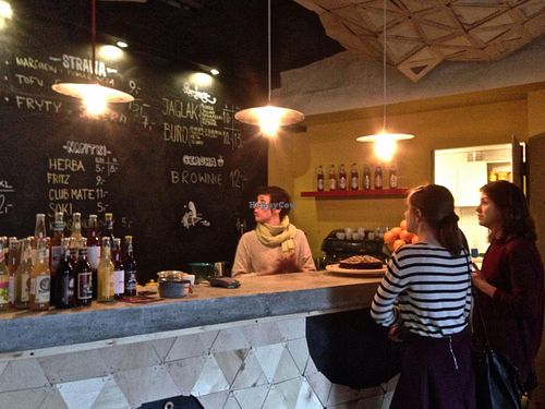 The counter at miXtura, showing some of the menu. Jaglak is a kasha dish. at miXtura in Poznan