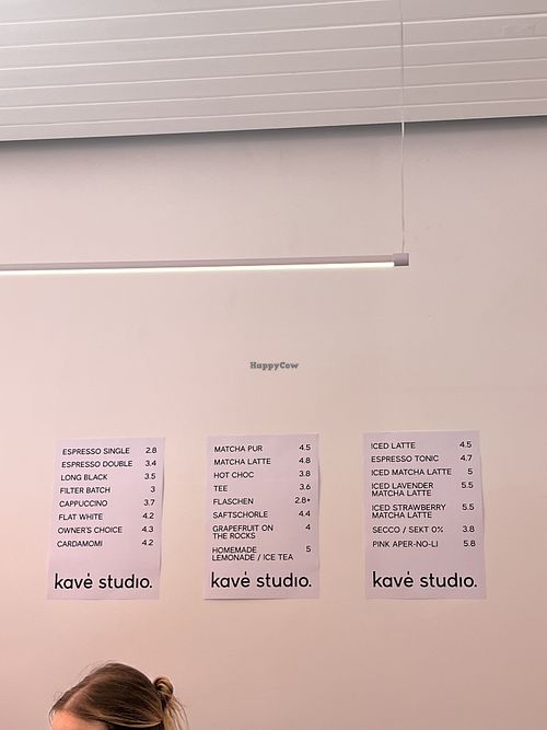 Menu (you can change to oatmilk any drink)  at Kavé Studio  in Mainz