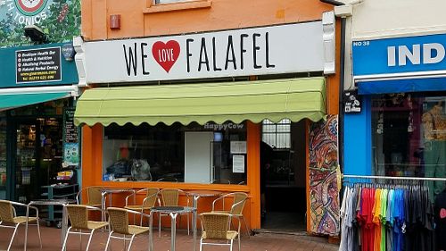 outside at We Love Falafel in Brighton