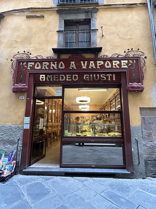 No seating, but easy to take away to a piazza or cafe to pair with una cappuccino con soia.    at Forno a Vapore Amedeo Giusti in Lucca