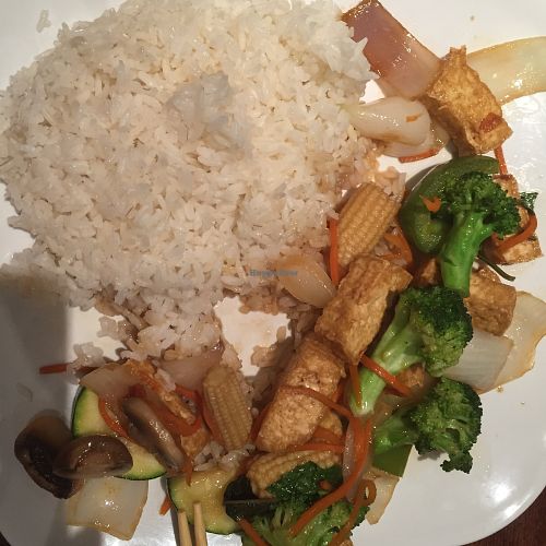 Tofu with Thai basil (partially eaten) lunch special at Blue Asia in Wilmington