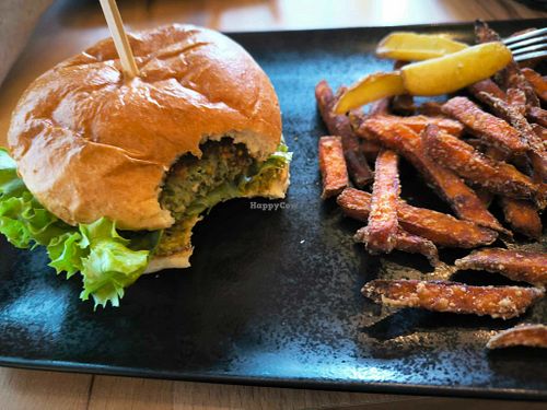 Jurij Vega Burger with sweet potato. at Prva Runda in Celje