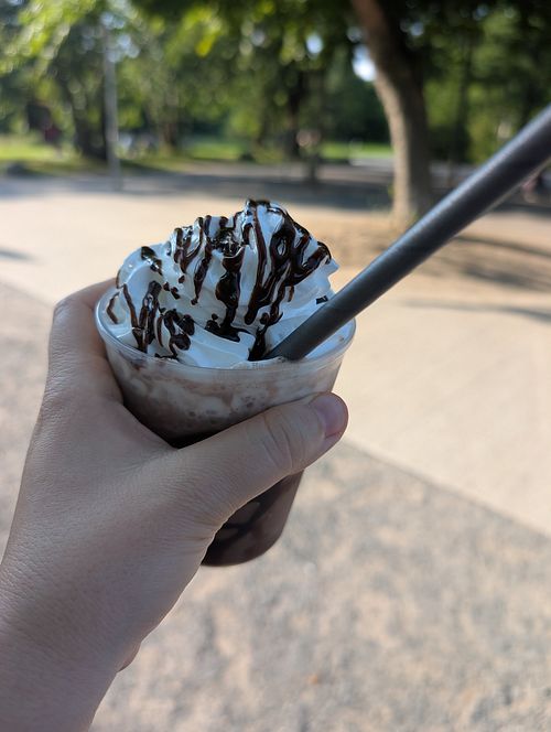 Iced choco frappucchino at Café ParkGenuss in Berlin