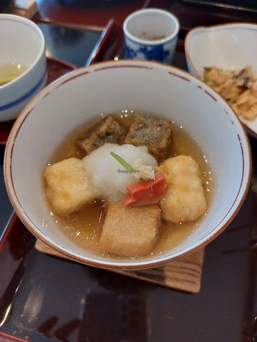 Fried Fu and Yuba in grated radish at Hanbey Fu in Kyoto