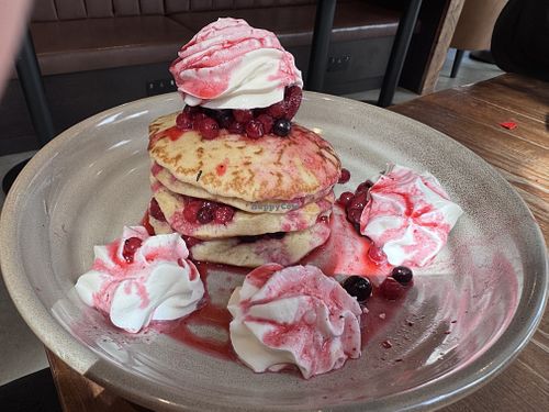 Vegan very berry pancakes. 😋   at Esquires Coffee - Corby in Corby
