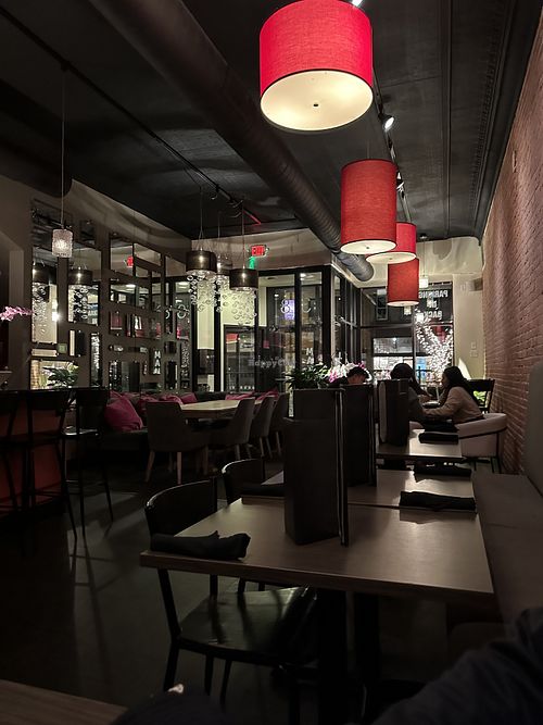 Dining area in evening   at Mango Thai in Rochester