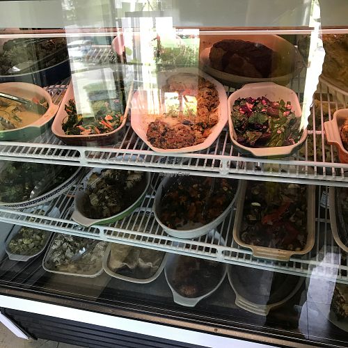 Deli case at Earthly Delights in Osterville