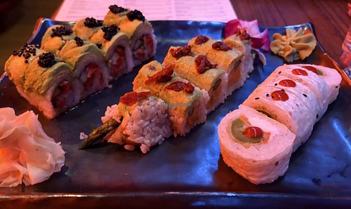 green goddess, eden roll, vegan hot pepper!  at Blue Sushi Sake Grill in Chicago