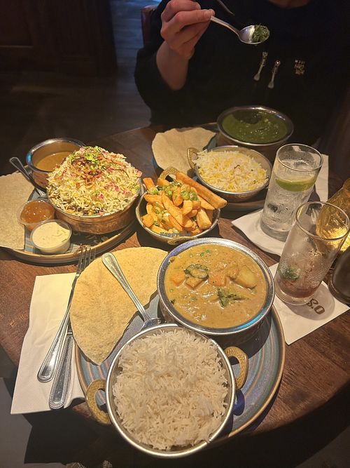 Vegan Saag w/ chickpeas, vegan biryani, and highly recommended Bipin’s Signature Curry.  at O'Sheas Corner  in Wicklow