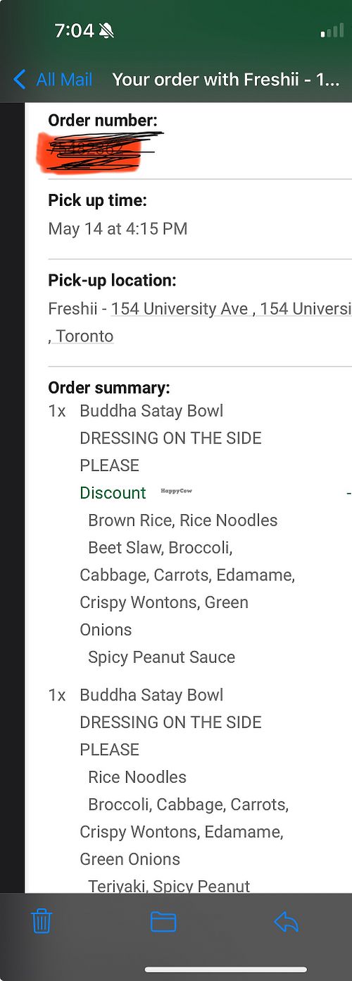 App order  at freshii - 154 University  in Toronto
