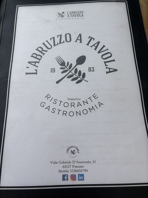 Menu  at Gastronomia L'Abruzzo a Tavola in Pescara