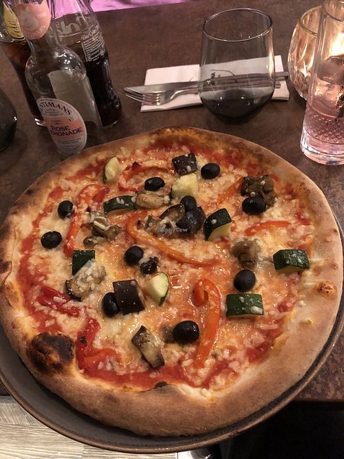 Ordered the vegetarian pizza with vegan cheese   at Nostrana in Glasgow