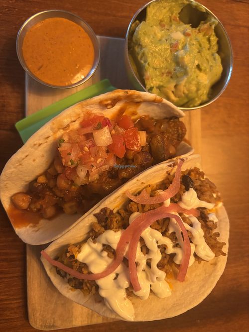 Vegan taco (top of photo)  at Fiesta Tacos & Tequila in Saskatoon