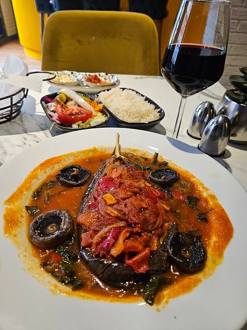Stuffed Eggplant (Imam Bayildi) at Antalya Restaurant in St Neots