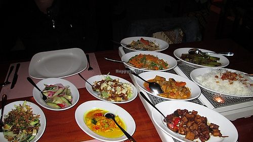 Photo from 2014: vegan ricetable at De Lachende Javaan in Haarlem