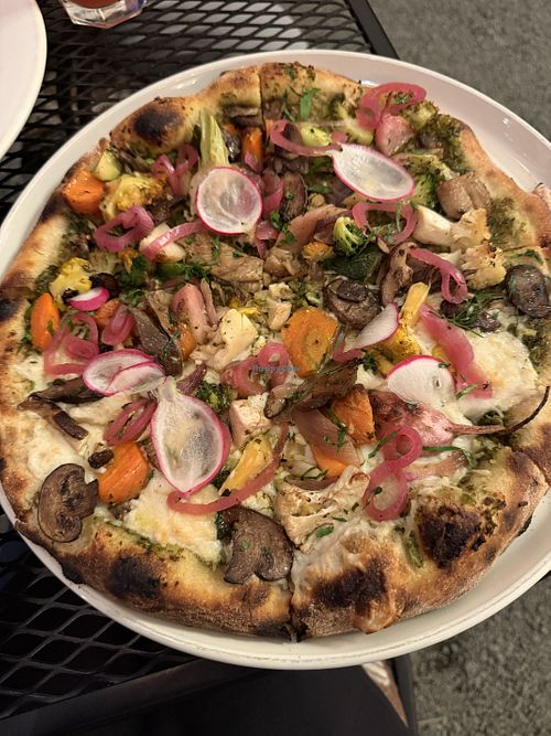 Vegan pizza 1/2 with vegan cheese  at Alder Wood Bistro in Sequim