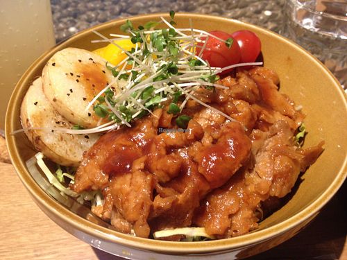 Soy meat & rice bowl at LOVE Pacific Cafe in Nagoya