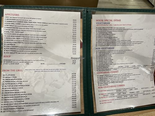 The menu - we needed a translation guidee  at Krishna Dosa Grill Regina in Regina