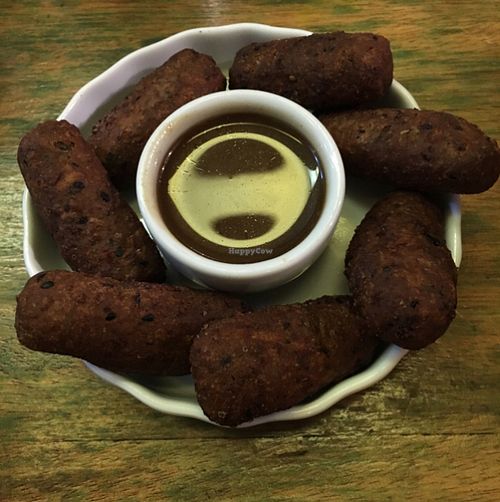 Yam croquettes with provolone cheese starter at Gaia Art and Cafe in Rio De Janeiro