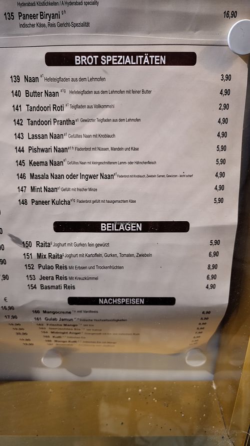 Menu at King Masala in Wertingen