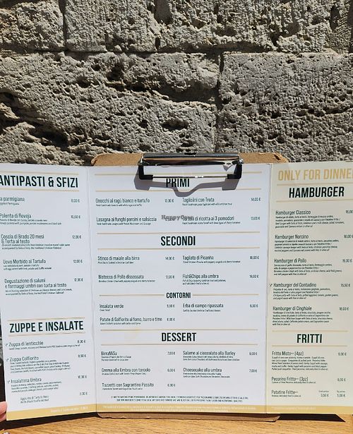 Menu at Barley Perugia in Perugia