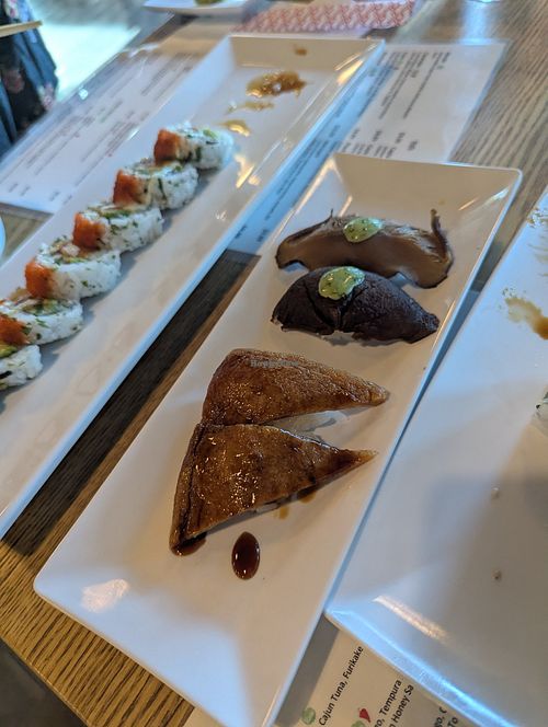 Inari and mushroom nigiri at Hinoki Sushi  in Reno