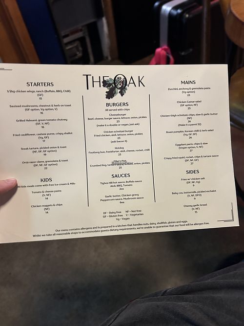Menu as at May 2025  at Royal Oak Hotel  in Tighes Hill