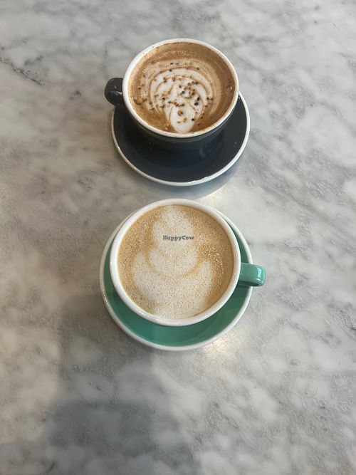 Soar and almond milk bee keeper and white chocolate lattes  at Cold Brew in Marion