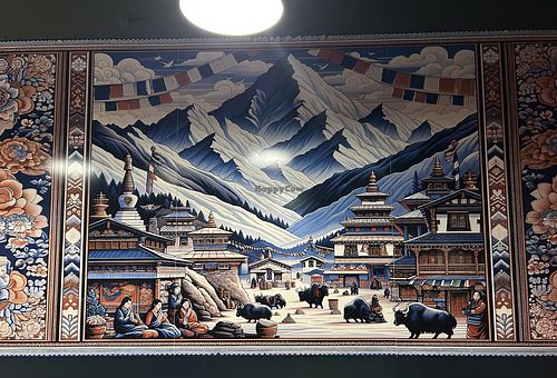 Impressive wall mural  at Himalayan Delights in Newport Beach