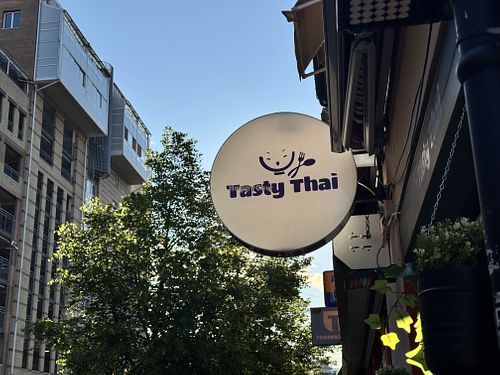 The restaurant has a lot of inside seating and a nice tiny outdoor area on the sidewalk   at Tasty Thai in Oslo